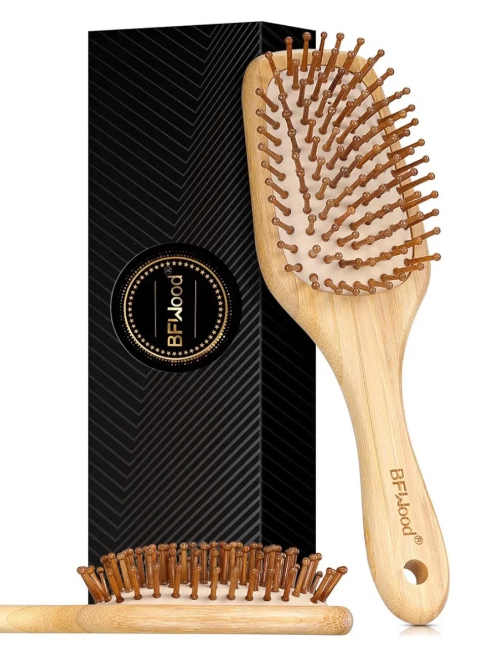 🎍Bamboo Hair Brush with Paddle and Rounded Wood Bristles 🎍